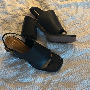 Black Heeled Slip-On Mules
